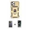 MARSİLYAN™- iPhone 12 Pro Max Kılıf Ahenk Klasik - Siyah 360 Mat Full Body Arka Koruyucu + Neon Fosforlu Kamera Lens - YL