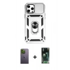 MARSİLYAN™- iPhone 12 Pro Max Kılıf Ahenk Klasik - Siyah 360 Mat Full Body Arka Koruyucu + Neon Fosforlu Kamera Lens - YL