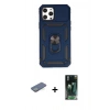 MARSİLYAN™- iPhone 12 Pro Max Kılıf Ahenk Klasik - Siyah 360 Mat Full Body Arka Koruyucu + Renkli Kamera Lens Koruma Cam - YL