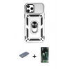 MARSİLYAN™- iPhone 12 Pro Max Kılıf Ahenk Klasik - Siyah 360 Mat Full Body Arka Koruyucu + Renkli Kamera Lens Koruma Cam - YL