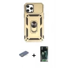 MARSİLYAN™- iPhone 12 Pro Max Kılıf Ahenk Klasik - Siyah 360 Mat Full Body Arka Koruyucu + Renkli Kamera Lens Koruma Cam - YL