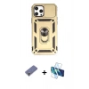 MARSİLYAN™- iPhone 12 Pro Max Kılıf Ahenk Klasik - Siyah 3D Antistatik Cam Ekran Koruyucu + Metal Kamera Lens Koruma Cam - GD