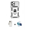 MARSİLYAN™- iPhone 12 Pro Max Kılıf Ahenk Klasik - Siyah 3D Antistatik Cam Ekran Koruyucu + Shine Kamera Lens - GD