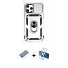 MARSİLYAN™- iPhone 12 Pro Max Kılıf Ahenk Klasik - Siyah 3D Antistatik Cam Ekran Koruyucu + Shine Kamera Lens Koruma Cam - GS