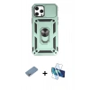 MARSİLYAN™- iPhone 12 Pro Max Kılıf Ahenk Klasik - Siyah 3D Antistatik Cam Ekran Koruyucu + Shine Kamera Lens Koruma Cam - GS