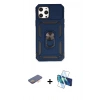 MARSİLYAN™- iPhone 12 Pro Max Kılıf Ahenk Klasik - Siyah 3D Antistatik Cam Ekran Koruyucu + Renkli Kamera Lens Koruma Cam - TU