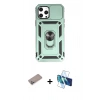 MARSİLYAN™- iPhone 12 Pro Max Kılıf Ahenk Klasik - Siyah 3D Antistatik Cam Ekran Koruyucu + Shine Kamera Lens Koruma Cam - SABE