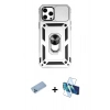 MARSİLYAN™- iPhone 12 Pro Max Kılıf Ahenk Klasik - Siyah 3D Antistatik Cam Ekran Koruyucu + Shine Kamera Lens Koruma Cam - MI