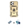MARSİLYAN™- iPhone 12 Pro Max Kılıf Ahenk Klasik - Siyah 3D Antistatik Cam Ekran Koruyucu + Shine Kamera Lens Koruma Cam - GI