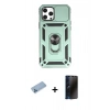 MARSİLYAN™- iPhone 12 Pro Max Kılıf Ahenk Klasik - Siyah 3D Antistatik Hayalet Cam Ekran Koruyucu + Shine Kamera Lens Koruma Cam - MI