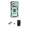 MARSİLYAN™- iPhone 12 Pro Max Kılıf Ahenk Klasik - Siyah 3D Antistatik Hayalet Cam Ekran Koruyucu + Shine Kamera Lens Koruma Cam - SABE