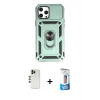 MARSİLYAN™- iPhone 12 Pro Max Kılıf Ahenk Klasik - Siyah 5D Eko Cam Ekran Koruyucu + Shine Kamera Lens - GD