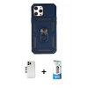 MARSİLYAN™- iPhone 12 Pro Max Kılıf Ahenk Klasik - Siyah 5D Eko Cam Ekran Koruyucu + Shine Kamera Lens - GD