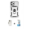 MARSİLYAN™- iPhone 12 Pro Max Kılıf Ahenk Klasik - Siyah 5D Eko Cam Ekran Koruyucu + Shine Kamera Lens - GD