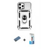 MARSİLYAN™- iPhone 12 Pro Max Kılıf Ahenk Klasik - Siyah 5D Eko Cam Ekran Koruyucu + Shine Kamera Lens Koruma Cam - GD