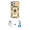 MARSİLYAN™- iPhone 12 Pro Max Kılıf Ahenk Klasik - Siyah 5D Eko Cam Ekran Koruyucu + Shine Kamera Lens - GD