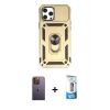 MARSİLYAN™- iPhone 12 Pro Max Kılıf Ahenk Klasik - Siyah 5D Eko Cam Ekran Koruyucu + Neon Fosforlu Kamera Lens - SI