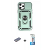 MARSİLYAN™- iPhone 12 Pro Max Kılıf Ahenk Klasik - Siyah 5D Eko Cam Ekran Koruyucu + Sarı Renkli Kamera Lens Koruma Cam
