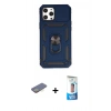 MARSİLYAN™- iPhone 12 Pro Max Kılıf Ahenk Klasik - Siyah 5D Eko Cam Ekran Koruyucu + Sarı Renkli Kamera Lens Koruma Cam