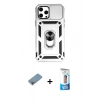 MARSİLYAN™- iPhone 12 Pro Max Kılıf Ahenk Klasik - Siyah 5D Eko Cam Ekran Koruyucu + Shine Kamera Lens Koruma Cam - GI
