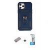 MARSİLYAN™- iPhone 12 Pro Max Kılıf Ahenk Klasik - Siyah 5D Eko Cam Ekran Koruyucu + Shine Kamera Lens Koruma Cam - SABE