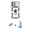 MARSİLYAN™- iPhone 12 Pro Max Kılıf Ahenk Klasik - Siyah 5D Eko Cam Ekran Koruyucu + Shine Kamera Lens Koruma Cam - SABE