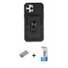 MARSİLYAN™- iPhone 12 Pro Max Kılıf Ahenk Klasik - Siyah 5D Eko Cam Ekran Koruyucu + Shine Kamera Lens Koruma Cam - SABE