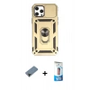 MARSİLYAN™- iPhone 12 Pro Max Kılıf Ahenk Klasik - Siyah 5D Eko Cam Ekran Koruyucu + Siyah Shine Kamera Lens Koruma Cam