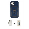 MARSİLYAN™- iPhone 12 Pro Max Kılıf Ahenk Klasik - Siyah 6D Mat Seramik Hayalet Nano Ekran Koruyucu + Gold Shine Kamera Lens