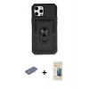 MARSİLYAN™- iPhone 12 Pro Max Kılıf Ahenk Klasik - Siyah 6D Mat Seramik Hayalet Nano Ekran Koruyucu + Renkli Kamera Lens Koruma Cam - MI