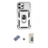 MARSİLYAN™- iPhone 12 Pro Max Kılıf Ahenk Klasik - Siyah 6D Mat Seramik Hayalet Nano Ekran Koruyucu + Metal Kamera Lens Koruma Cam - GD