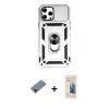 MARSİLYAN™- iPhone 12 Pro Max Kılıf Ahenk Klasik - Siyah 6D Mat Seramik Hayalet Nano Ekran Koruyucu + Metal Kamera Lens Koruma Cam - KI