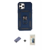 MARSİLYAN™- iPhone 12 Pro Max Kılıf Ahenk Klasik - Siyah 6D Mat Seramik Hayalet Nano Ekran Koruyucu + Metal Kamera Lens Koruma Cam - GD