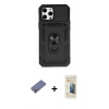 MARSİLYAN™- iPhone 12 Pro Max Kılıf Ahenk Klasik - Siyah 6D Mat Seramik Hayalet Nano Ekran Koruyucu + Metal Kamera Lens Koruma Cam - GD