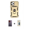 MARSİLYAN™- iPhone 12 Pro Max Kılıf Ahenk Klasik - Siyah 6D Mat Seramik Hayalet Nano Ekran Koruyucu + Neon Fosforlu Kamera Lens - TU