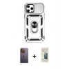 MARSİLYAN™- iPhone 12 Pro Max Kılıf Ahenk Klasik - Siyah 6D Mat Seramik Hayalet Nano Ekran Koruyucu + Neon Fosforlu Kamera Lens - SI