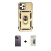 MARSİLYAN™- iPhone 12 Pro Max Kılıf Ahenk Klasik - Siyah 6D Mat Seramik Hayalet Nano Ekran Koruyucu + Neon Fosforlu Kamera Lens - SI