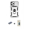 MARSİLYAN™- iPhone 12 Pro Max Kılıf Ahenk Klasik - Siyah 6D Mat Seramik Hayalet Nano Ekran Koruyucu + Renkli Kamera Lens Koruma Cam - YL