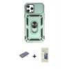 MARSİLYAN™- iPhone 12 Pro Max Kılıf Ahenk Klasik - Siyah 6D Mat Seramik Hayalet Nano Ekran Koruyucu + Renkli Kamera Lens Koruma Cam - YL