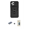 MARSİLYAN™- iPhone 12 Pro Max Kılıf Ahenk Klasik - Siyah 6D Mat Seramik Hayalet Nano Ekran Koruyucu + Renkli Kamera Lens Koruma Cam - YL