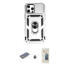 MARSİLYAN™- iPhone 12 Pro Max Kılıf Ahenk Klasik - Siyah 6D Mat Seramik Hayalet Nano Ekran Koruyucu + Renkli Kamera Lens Koruma Cam - SI
