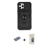 MARSİLYAN™- iPhone 12 Pro Max Kılıf Ahenk Klasik - Siyah 6D Mat Seramik Hayalet Nano Ekran Koruyucu + Renkli Kamera Lens Koruma Cam - SI