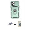 MARSİLYAN™- iPhone 12 Pro Max Kılıf Ahenk Klasik - Siyah 6D Mat Seramik Hayalet Nano Ekran Koruyucu + Renkli Kamera Lens Koruma Cam - SI
