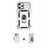 MARSİLYAN™- iPhone 12 Pro Max Kılıf Ahenk Klasik - Siyah 6D Mat Seramik Hayalet Nano Ekran Koruyucu + Shine Kamera Lens - LT