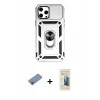 MARSİLYAN™- iPhone 12 Pro Max Kılıf Ahenk Klasik - Siyah 6D Mat Seramik Hayalet Nano Ekran Koruyucu + Shine Kamera Lens Koruma Cam - PE