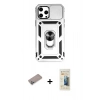 MARSİLYAN™- iPhone 12 Pro Max Kılıf Ahenk Klasik - Siyah 6D Mat Seramik Hayalet Nano Ekran Koruyucu + Shine Kamera Lens Koruma Cam - SABE