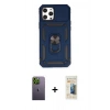 MARSİLYAN™- iPhone 12 Pro Max Kılıf Ahenk Klasik - Siyah 6D Mat Seramik Hayalet Nano Ekran Koruyucu + Neon Fosforlu Kamera Lens - YL
