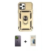 MARSİLYAN™- iPhone 12 Pro Max Kılıf Ahenk Klasik - Siyah 6D Mat Seramik Hayalet Nano Ekran Koruyucu + Neon Fosforlu Kamera Lens - YL