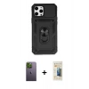 MARSİLYAN™- iPhone 12 Pro Max Kılıf Ahenk Klasik - Siyah 6D Mat Seramik Hayalet Nano Ekran Koruyucu + Neon Fosforlu Kamera Lens - YL