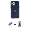 MARSİLYAN™- iPhone 12 Pro Max Kılıf Ahenk Klasik - Siyah Bilvis Hayalet Cam Ekran Koruyucu + Metal Kamera Lens Koruma Cam - GD
